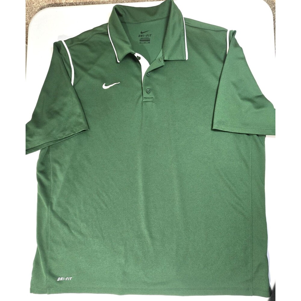 Nike Golf Standard Fit XXL Green/ White Trim Shirt Dri-Fit Polo